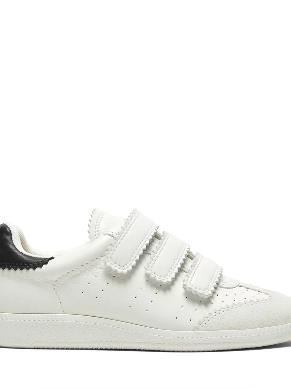 White Velcro Sneakers with Black Heel Accent